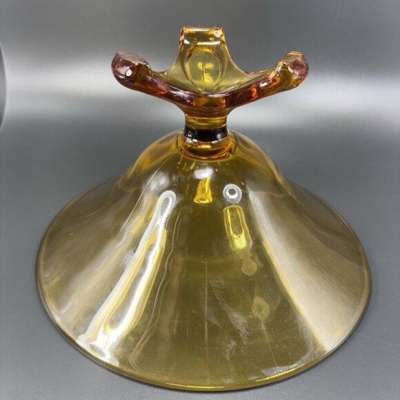 Viking Epic Arching Foot West Virginia Glass Amber Tall Glass Dish Bowl Vintage - Picture 9 of 13